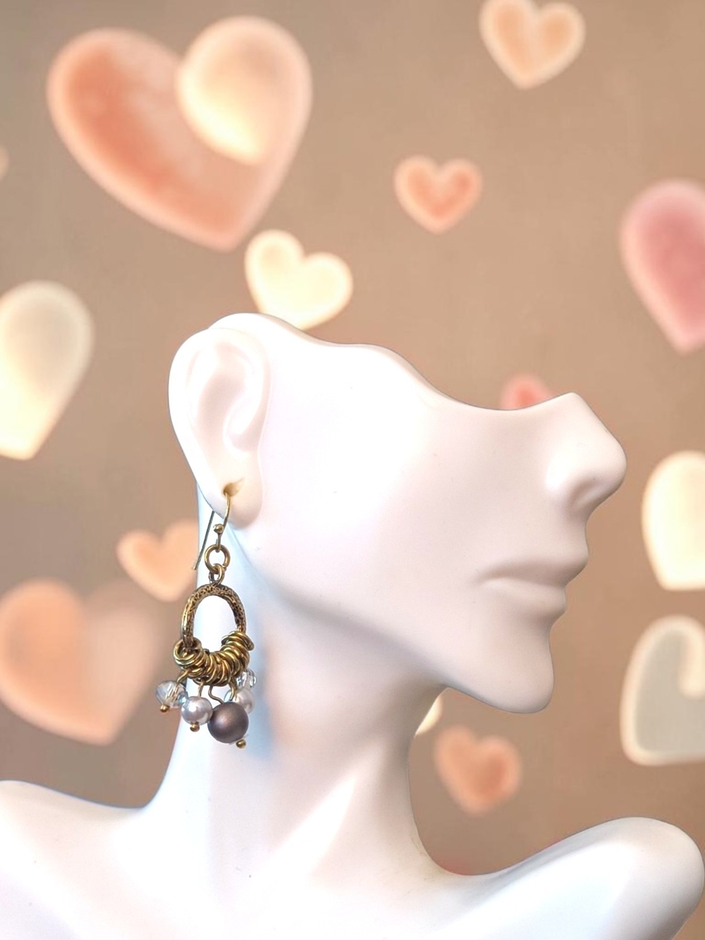 Vera Wang Goldtone Drop Cluster Earrings with Pearlescent Accents